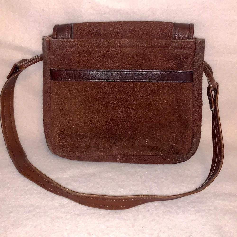 Brown Suede Crossbody Bag Satchel Saddlebag